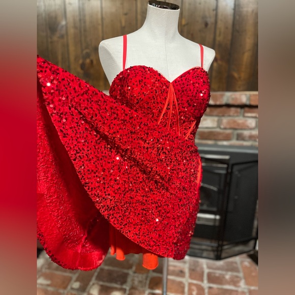 Red velvet sequin dress - Picture 7 of 7